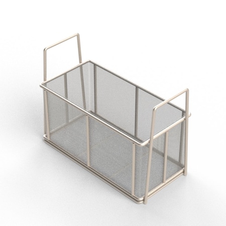 Anysizebasket Rectangular Wire Mesh Basket: 12Lx6Wx6H, 304 SS, 1/4 Rod Frame, Stacking Handles, Mesh: 30 x .012 TMT-120060060-A30S